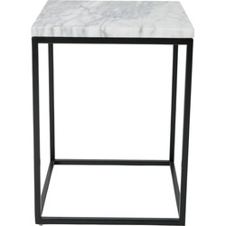 Zuiver Marble Power Bijzettafel Vierkant 32x 32 cm Marmer Wit/ Zwart