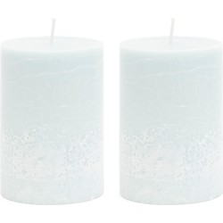 Riviera Maison Stompkaarsen - Pillar Candle ECO Blue - Kaarsen Set 2 stuk - Blauw 7x10 cm