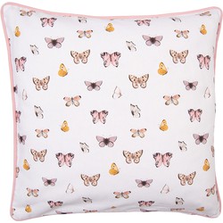 Clayre & Eef Kussenhoes  40x40 cm Beige Roze Katoen Vlinders Sierkussenhoes