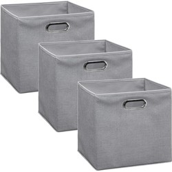 Set van 3x stuks opbergmand/kastmand 29 liter lichtgrijs linnen 31 x 31 x 31 cm - Opbergmanden