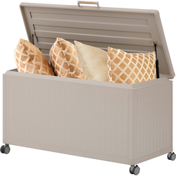 Hesperide HIXA Luxe Opbergbox - Tuinkussenbox - Soft Close - Waterdicht - 141,6x78x72cm - Met Deksel - 670L - Beige - Kussenbox - Tuin - met Wieltjes - SULO
