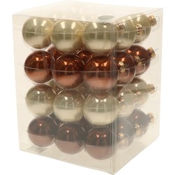 Othmar Kerstballen set - 36x stuks - glas - natuurtinten - 6 cm - Kerstbal