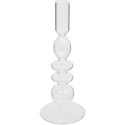 Atmosphera kaarsen kandelaar Murano - glas - dinerkaarsen - transparant - D9 x H22 cm - kaars kandelaars