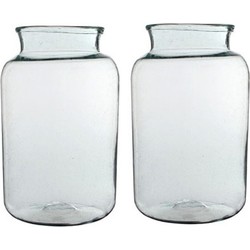 2x Bloemenvaas / cilindervaas van glas 44 x 25 cm - Vazen