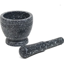 Gerimport Vijzel met stamper - antraciet grijs - graniet - D10 cm - zware kwaliteit - keuken artikelen - Vijzel en mortier