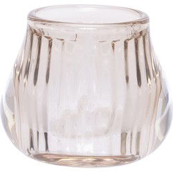 Cosy @ Home Theelichthouder - glas - beige - rond - 8 cm - Waxinelichtjeshouders
