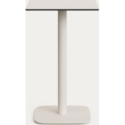 Kave Home - Hoge witte Dina-buitentafel met wit gelakte metalen poot 60 x 60 x 96 cm