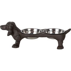 Clayre & Eef Voerbak hond Bruin Metaal