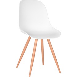 LABEL51 Eetkamerstoel Rimini - Wit - Kunststof - Oak Metal Woodcover
