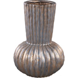 PTMD Bodi Bronze ceramic pot round high border ribbed M