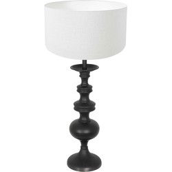 Anne Lighting - tafellamp - Lyons - zwart - hout linnen - Ø 40cm - E27 - 3485ZW