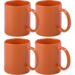 Bellatio Design Koffie mokken/bekers - 6x - keramiek - oranje - 370 ml - Bekers