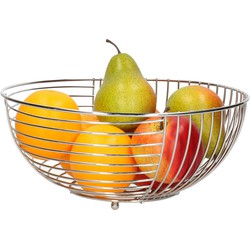 Kinvara Fruitschaal/fruitmand Royal metall - draad metaal - D28 x H12 cm - zilver - rond - Fruitschalen