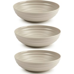 Set van 6x kommetjes/schaaltjes - Dessert/ontbijt - Kunststof - D19 cm - Taupe - Kommetjes