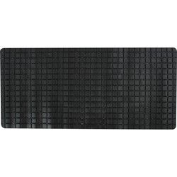MSV Douche/bad anti-slip mat badkamer - rubber - zwart - 76 x 36 cm - Badmatjes