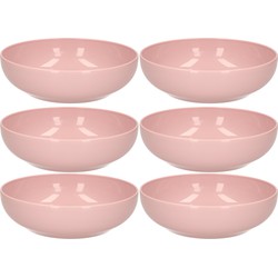 Set van 6x kommetjes/schaaltjes - Dessert/ontbijt - Kunststof - D20 cm - Oudroze - Kommetjes