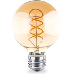 Groenovatie E27 LED Filament Globelamp Amber Spiral 4W Extra Warm Wit Dimbaar