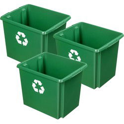 Sunware opslagbox - 3x - kunststof - 45L - groen - 45 x 36 x 36 cm - Opbergbox