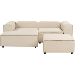 ARDAL - Hoekbank met ottomaan - Beige - Rechtszijdig - Polyester