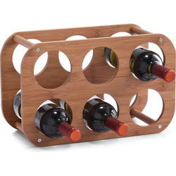 Zeller Wijnrek - hout - voor 6 flessen - 38 cm - Wijnrekken