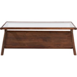 Light&living Salontafel 112x70x41 cm YUKI acacia hout donker bruin+glas