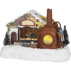 Luville Kerstdorp Bierbrouwerij - 30.5x20x21.5 cm - Polyresin - Wit