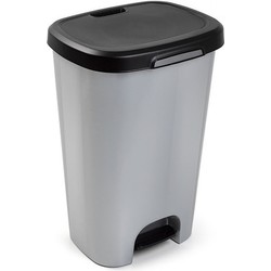 PlasticForte Pedaalemmer - grijs - vuilnisbak met deksel - 50 l - Pedaalemmers