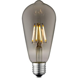 Edison Vintage LED filament lichtbron Drop - Rook - ST64 Deco - Retro LED lamp - 6.4/6.4/14cm - geschikt voor E27 fitting - Dimbaar - 4W 150lm 1800K - warm wit licht