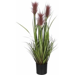 Mica Decorations - gras kunstplant - groen/bruin - H80 x D35 cm - Kunstplanten