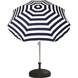 Parasolstandaard en blauw/witte gestreepte parasol - Parasolvoeten
