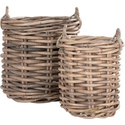 Burton Baskets - Manden in kubu rotan, met handvatten, rond, set van 2