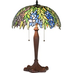 LumiLamp Tiffany Tafellamp  Ø 41x60 cm Groen Glas Tiffany Bureaulamp