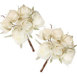 Chaks Ranonkel kunstbloemen boeket - 12x - ivoor wit - H19 cm - Kunstbloemen