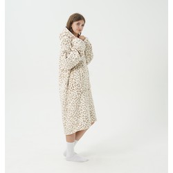 Geen merk SHERONE - Oversized Hoodie - 70x110 cm - Hoodie & deken in één - heerlijke, grote fleece hoodie deken - Pumice Stone - beige - Dutch Decor Limited Collection