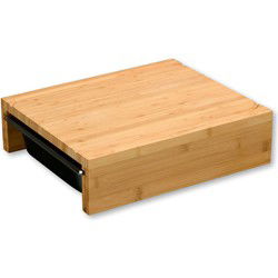 XL FSC® Bamboe Houten Snijplank met 2 RVS Laden - 2in1 Verhoogde Snij Plank met 2 RVS Uitschuifbare laden aan de Zijkant (Opvangbakken) - Afm. 35 x 29 x 9.5 Cm.