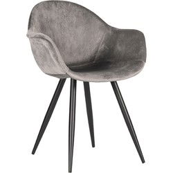 LABEL51 Eetkamerstoel Forli - Grijs - Fluweel - Black Frame