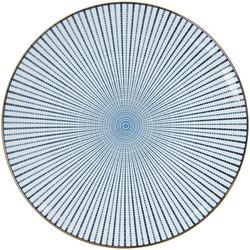 Clayre & Eef Dinerbord  Ø 26 cm Blauw Keramiek Rond Eetbord