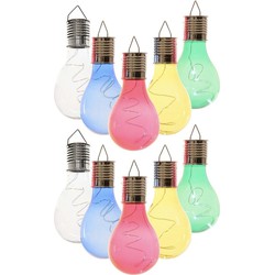 10x Buitenlampen/tuinlampen lampbolletjes/peertjes 14 cm transparant/blauw/groen/geel/rood - Buitenverlichting