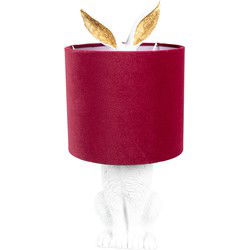 Clayre & Eef Tafellamp Konijn Wit Rood Polyresin