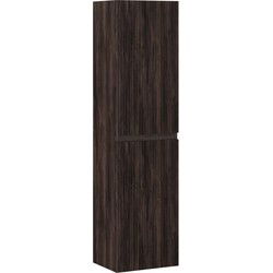 Badplaats Badkamerkast Thermis 40 x 30 x 150 cm - Walnoot Bruin - Hangende Kolomkast met 2 Deuren