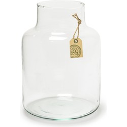 Melkbusvaas bloemenvaas/bloemenvazen 14 x 20 cm transparant eco glas - Vazen
