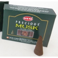 Wierook kegeltjes in huisgeur Musk - 10x kleine kegeltjes - Wierookstokjes