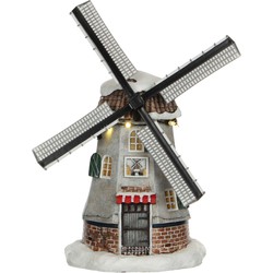 Luville Kerstdorp Hollandse molen - 15.5x13x22.5 cm - Polyresin - Multi