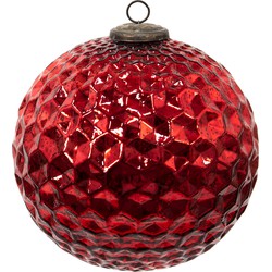 Clayre & Eef Kerstbal XL  Ø 25 cm Rood Glas Kerstdecoratie