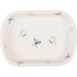 Clayre & Eef Zeepbakje 13x10x3 cm Wit Keramiek Vlinders