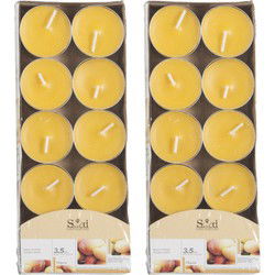Geurtheelichtjes - 20x stuks - mango - geel - was - 3,5 uur - geurkaarsen
