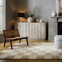 Laagpolig Vloerkleed Eric - Checkerboard - Beige / Naturel - 160x230 cm