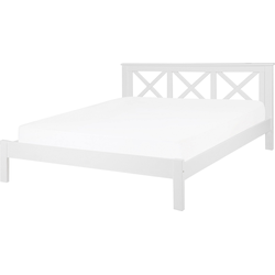 TANNAY - Tweepersoonsbed - Wit - 160 x 200 cm - Dennenhout