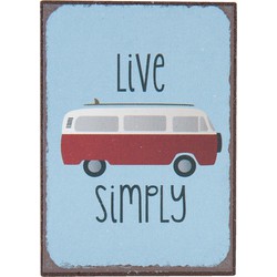 Clayre & Eef Decoratie Magneet  5x7 cm Blauw Ijzer Rechthoek Live Simply Koelkast Magneet