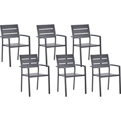 VERNIO  - Tuinstoel set van 6 - Zwart - Kunsthout/Aluminium